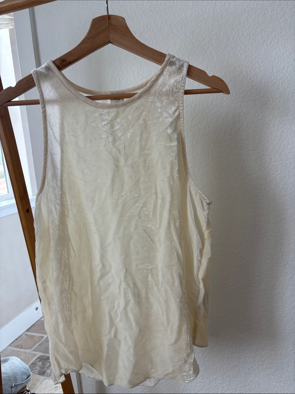 GAP Ivory Satin-velour-sheer Look Sleeveless Tank